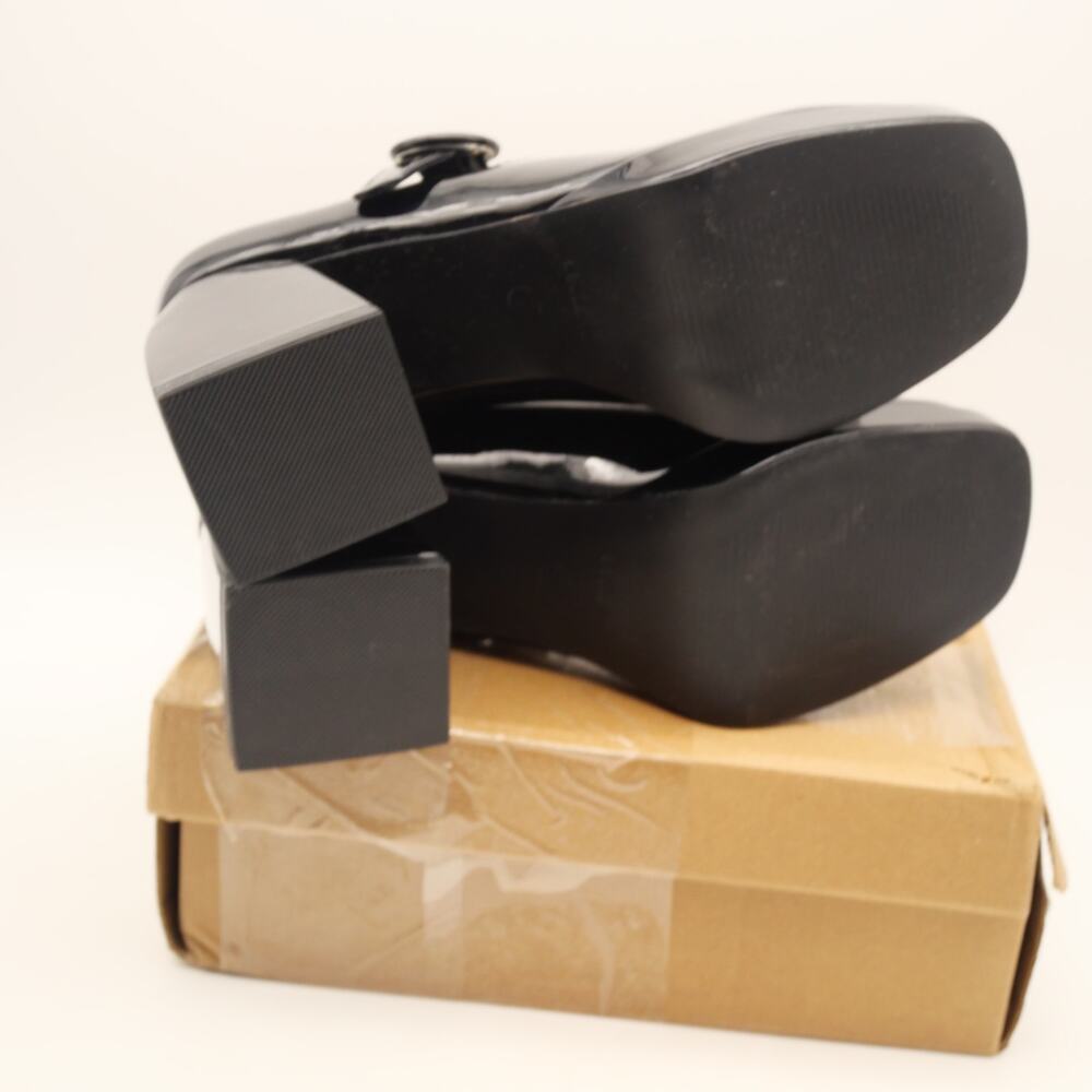 NEW Mary Jane Women's 7 Platform Black Patent Chunky Heels Shoes - Picture 9 of 9